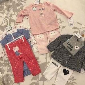 3 Carter’s three-piece outfits NWT!